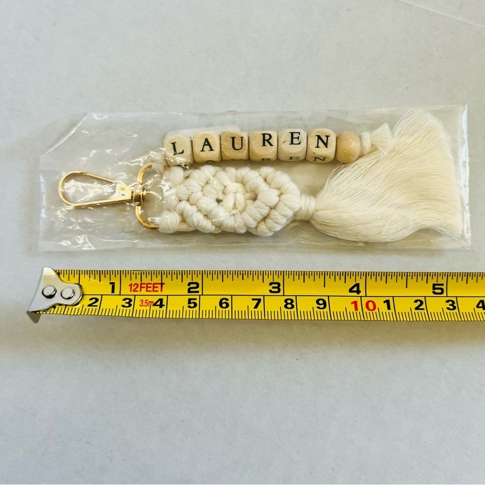 Macrame Keychain with Tassel Beaded “Lauren” - Picture 3 of 3